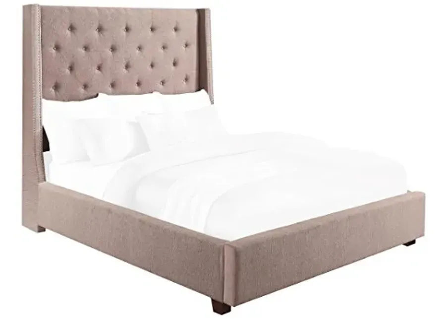 Homelegance Fairborn Fabric Upholstered Platform Bed, California King, Brown-Brown