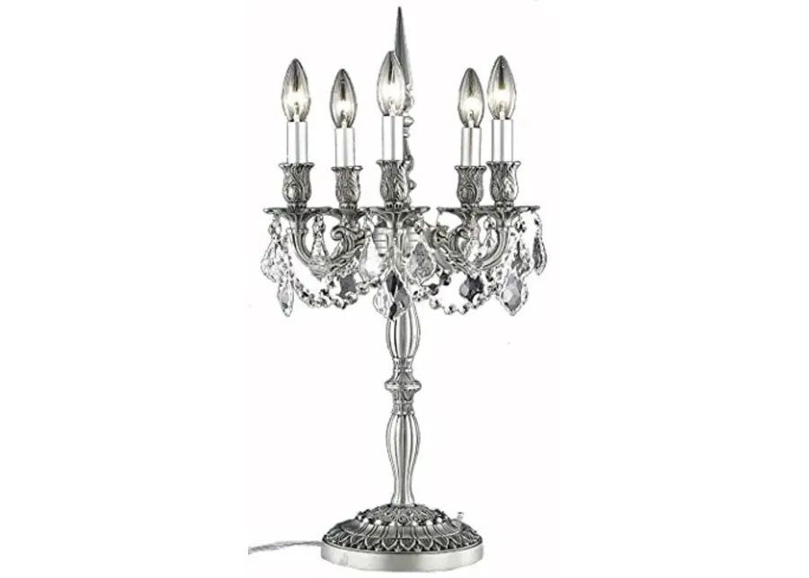 Elegant Lighting Rosalia Collection 5-Light Table Lamp with Royal Cut Crystals, Pewter Finish-Silver, Pewter