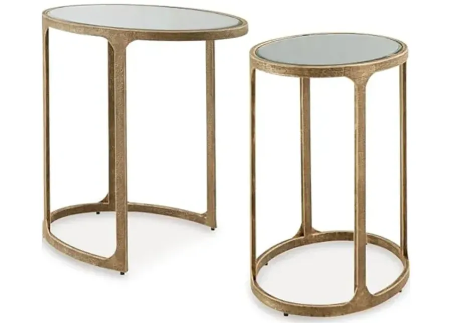 Signature Design by Ashley Irmaleigh Classic Nesting Accent Table Set with Mirrored Tabletops, Set of 2, Metallic-Metallic