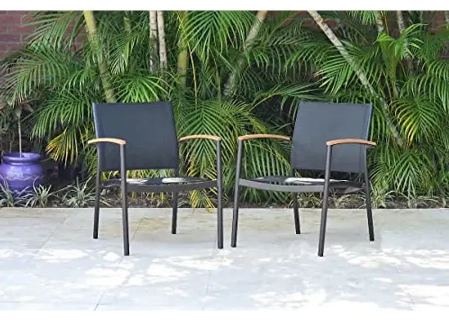 Amazonia Juliette Stacking Sofa Black and Sling Chairs | Ideal for Outdoors (Set of 2)-23