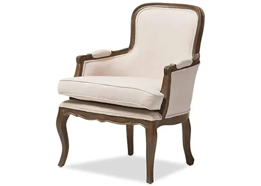 Baxton Studio Napoleon Traditional French Accent Chair, Ash-Ash