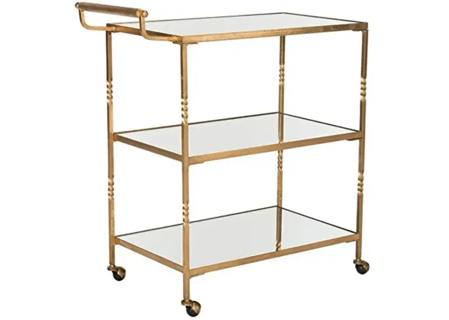 Safavieh Home Collection Aurelius Silver Bar Cart-Gold, Mirror