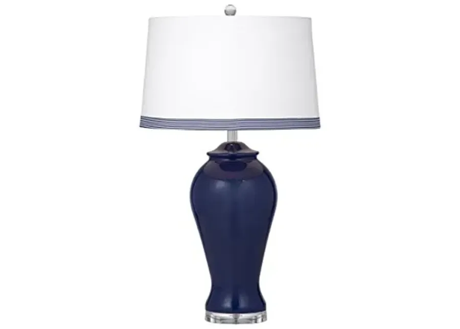 Bassett Mirror L2907TEC Glass Hastings Table Lamp, Navy-Navy