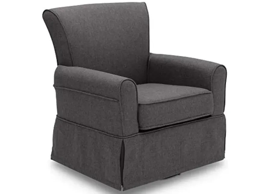 Delta Children Upholstered Glider Swivel Rocker Chair, Charcoal-Charcoal