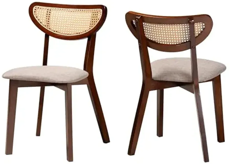 Baxton Studio Dannell Dining Chairs, Set of 2, Grey/Walnut Brown/Light Brown-Grey, Walnut Brown, Light Brown
