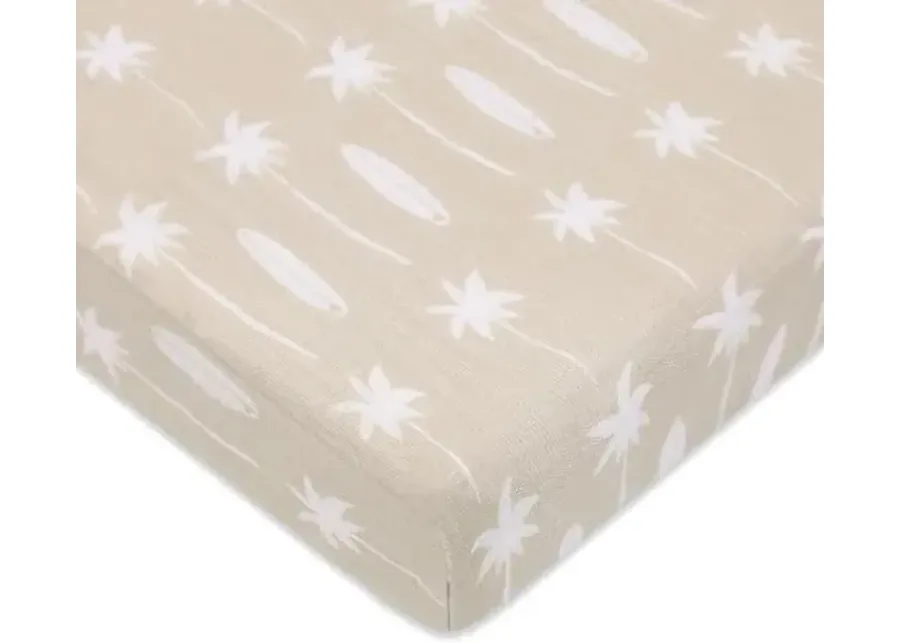 Babyletto 100% Organic Cotton Mini Crib Sheet, GOTS-Certified, Fitted 360æ³, Ultra-Soft and Breathable Muslin - Beach Bum-Beach Bum