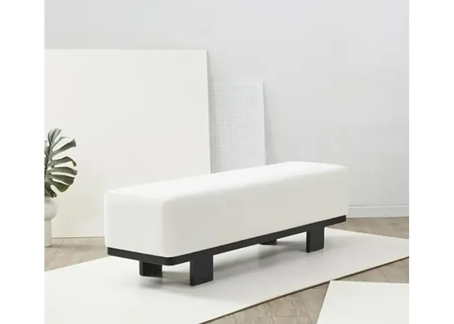 SAFAVIEH Couture Collection Abrianna Modern Ivory Boucle/Black Bench-Ivory, Black