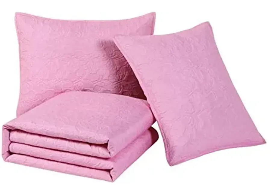 Heritage Kids Pinsonic Soft Butterfly Quilt Set,Pink,Full, 86"x76"-Pink