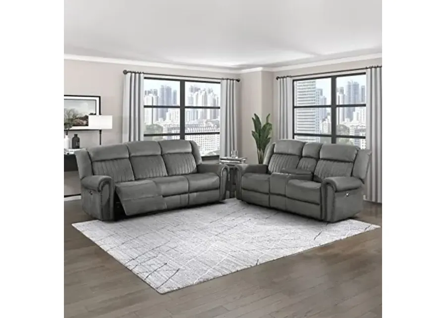 Lexicon Dakota 2-Piece Power Reclining Living Room Set, Charcoal-Charcoal
