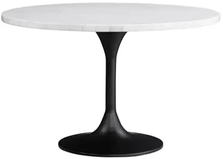 Bassett Mirror Company Dunham Dining Table - White Marble/Black-White
