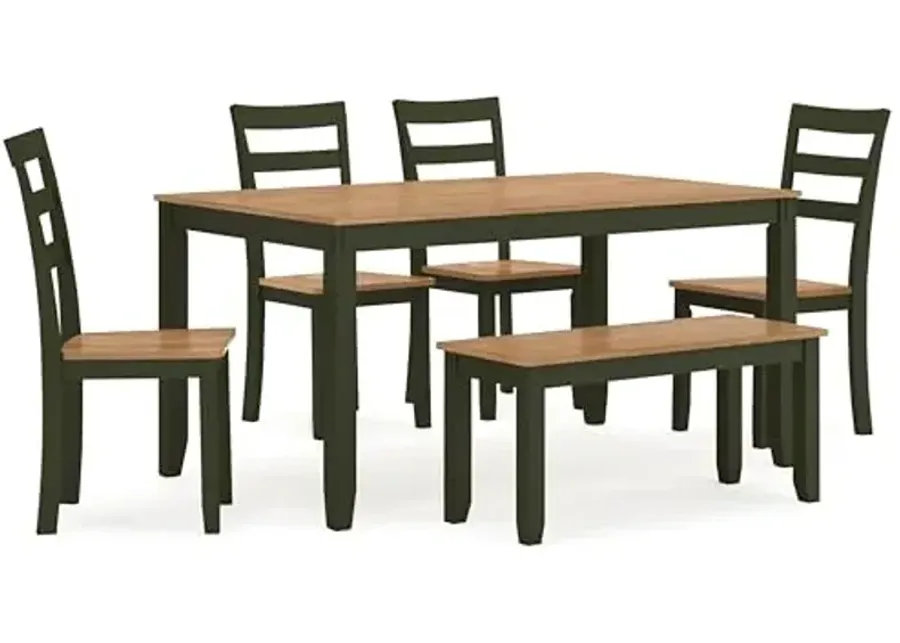 Signature Design by Ashley Gesthaven Modern Dining Table with 4 Chairs and Bench, Set of 6, Green & Light Brown-Light Brown & Green 1 69431-signature-design-by-ashley-gesthaven-modern-dining-table-with-4-chairs-and-bench-set-of-6-green-light-brown-light-brown-amp-green-1.webp
