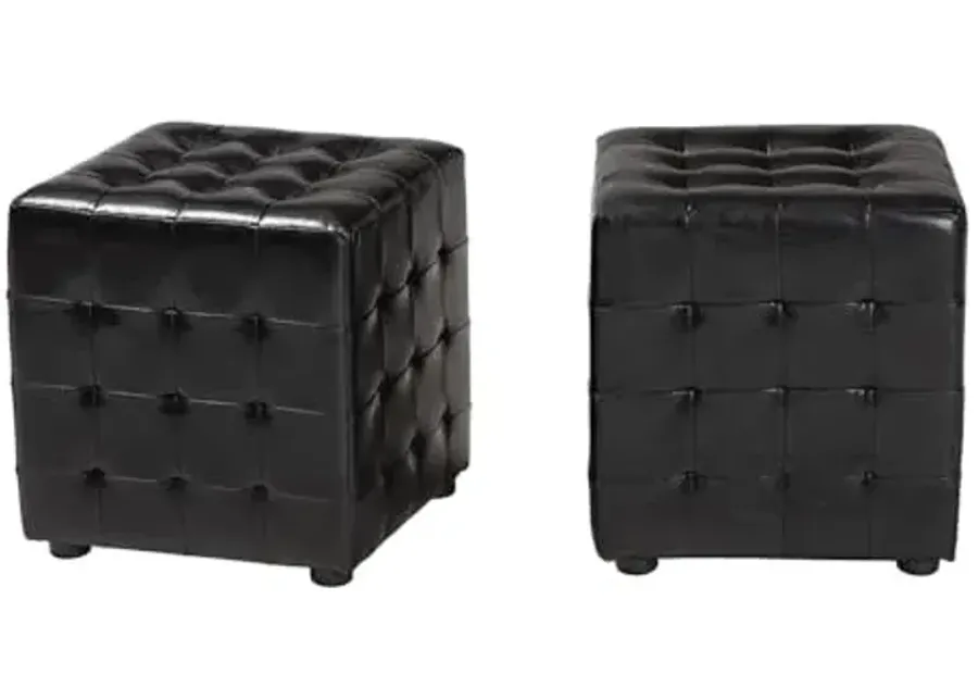 Baxton Studio Siskal Ottoman, Black-Black
