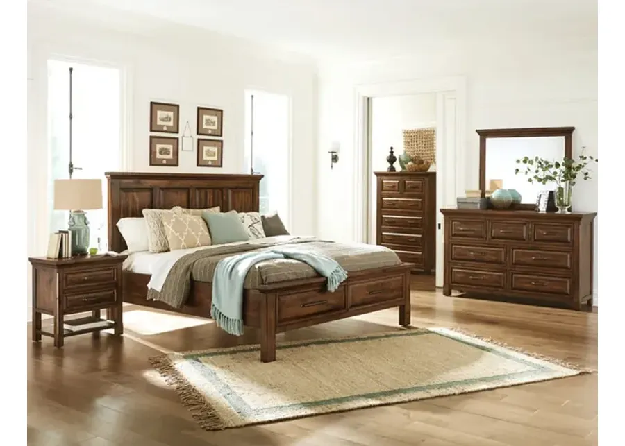 Hillview Manor Storage Bedroom Suite w Large Nightstand - Queen