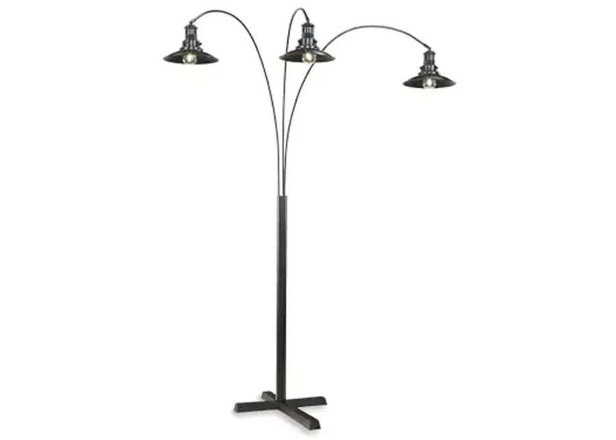 Signature Design by Ashley Sheriel Industrial Metal Arc Lamp with Adjustable Neck, Black-Black
