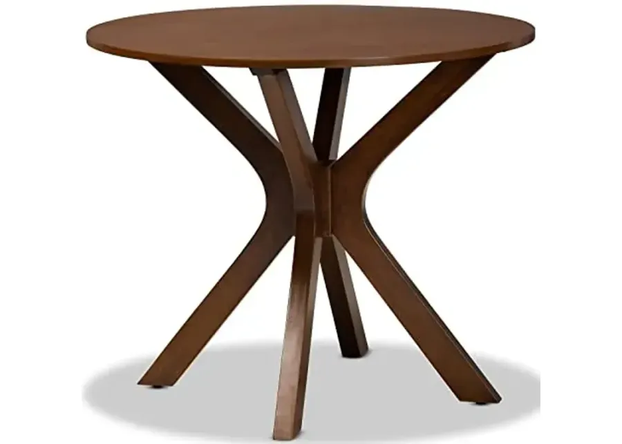 Baxton Studio Kenji Modern and Contemporary Walnut Brown Finished 34-Inch-Wide Round Wood Dining Table-Walnut