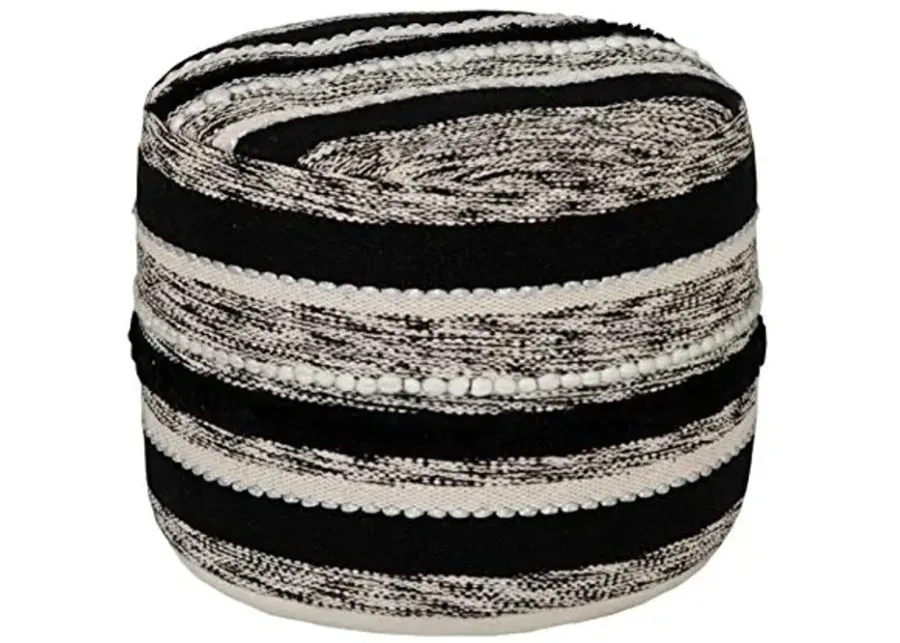 LR Home White Ottoman Pouf, 18"X18\-Black, Natural