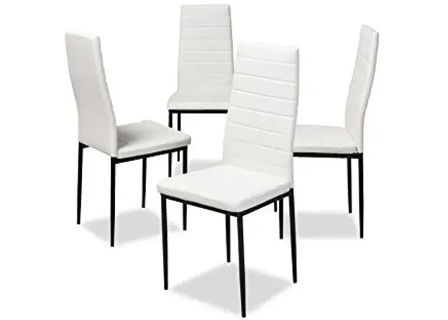 Baxton Studio Armand Modern and Contemporary White Faux Leather Upholstered Dining Chair-White