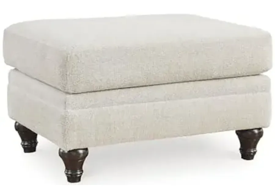 Signature Design by Ashley Valerani Traditional Ottoman with Decorative Turn Legs, Cream & Brown-Sandstone