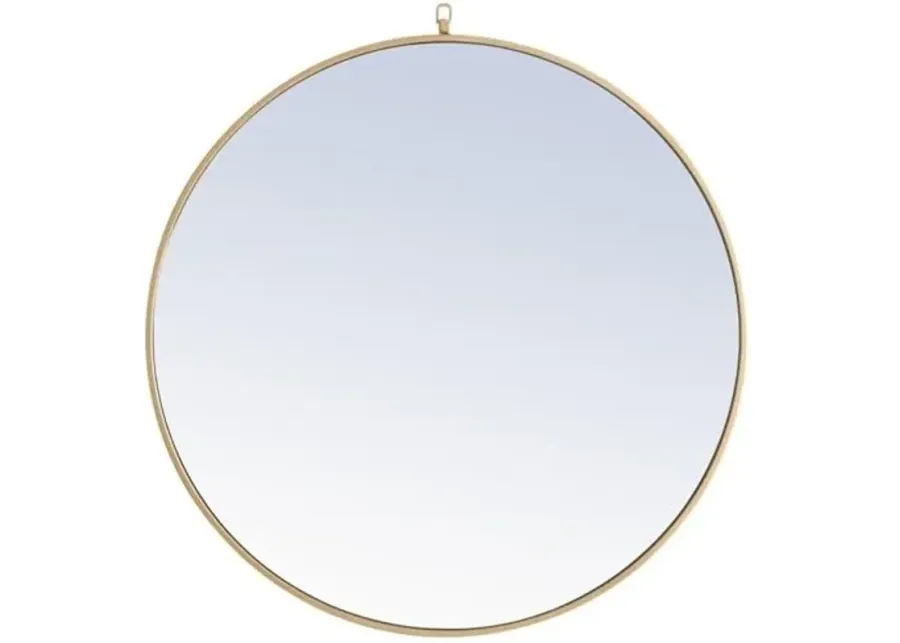 Elegant Decor Metal Frame Round Mirror with Decorative Hook 42 inch Brass Finish-Bronze, Dark