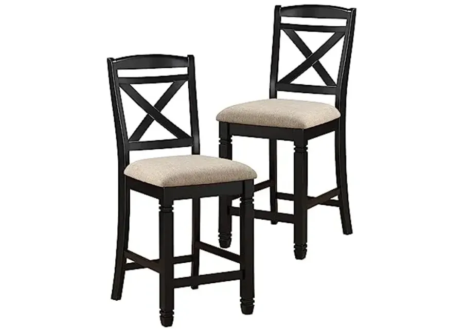 Homelegance Two-Tone Counter Height Chair (Set of 2), Black/Natural-Black
