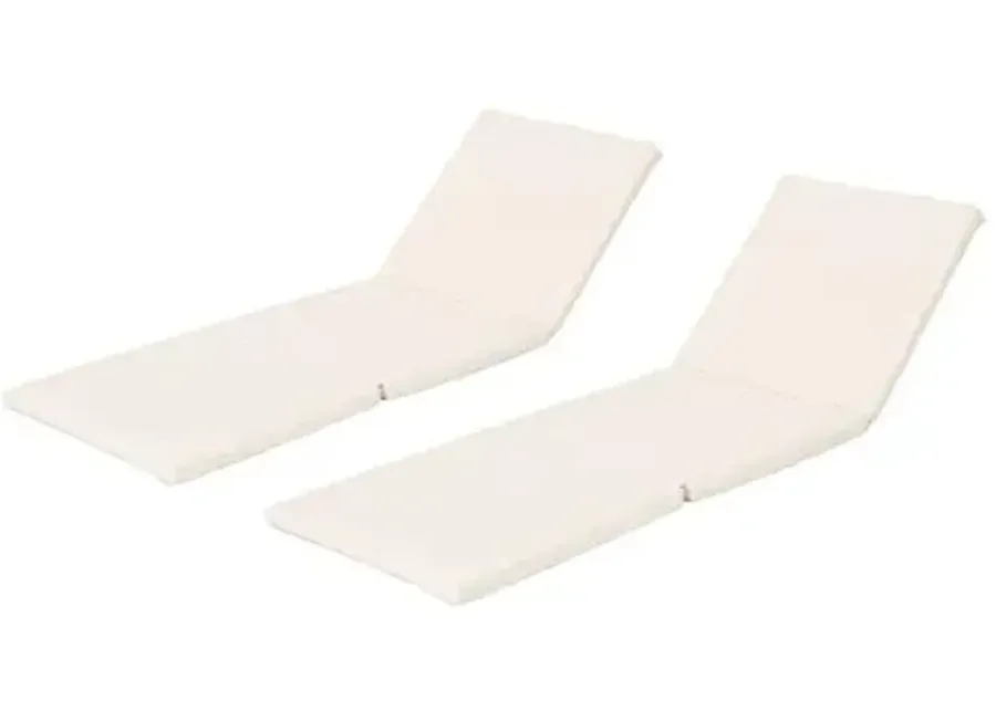 Christopher Knight Home Jamaica Outdoor Water Resistant Chaise Lounge Cushions, 2-Pcs Set, Cream-Cream