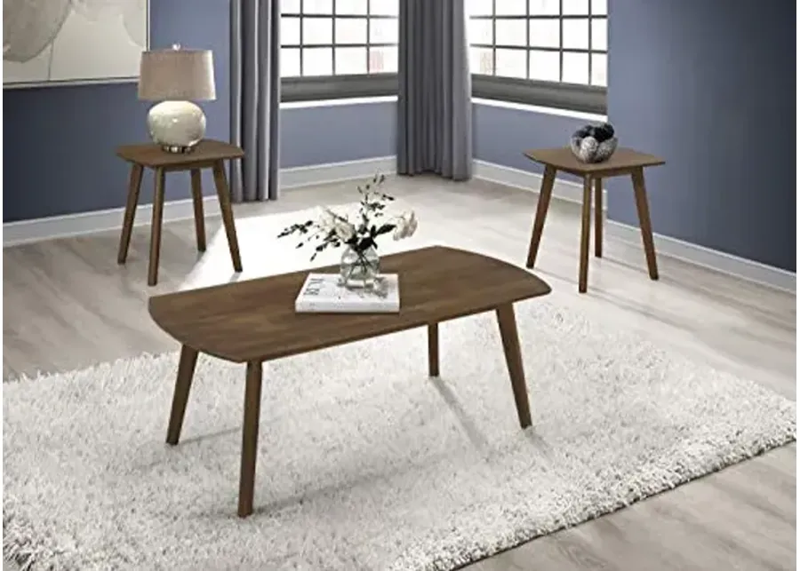 Lexicon Elle 3-Piece Occasional Table Set, Walnut-Walnut