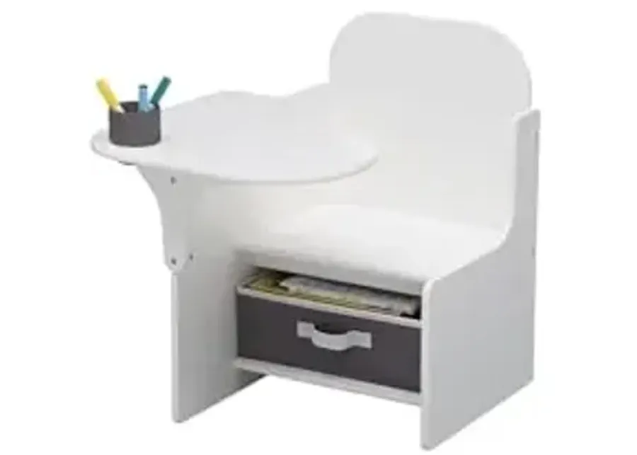 Delta Children MySize Chair Desk With Storage Bin, Bianca White-Bianca White