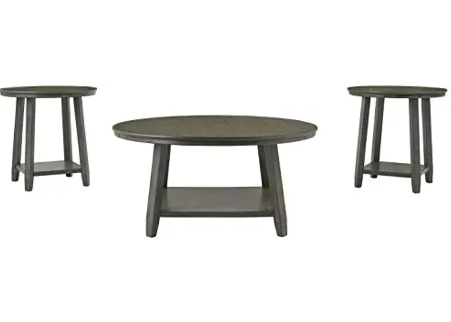 Signature Design by Ashley Caitbrook Neutral 3 Piece Table Set with Coffee & 2 End Tables, Grayish Brown-40.13