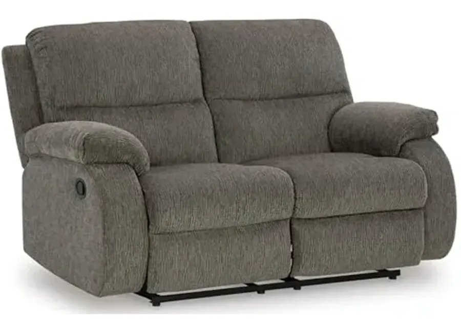 Signature Design by Ashley Scranto Contemporary Manual Reclining Loveseat, Gray-Grey