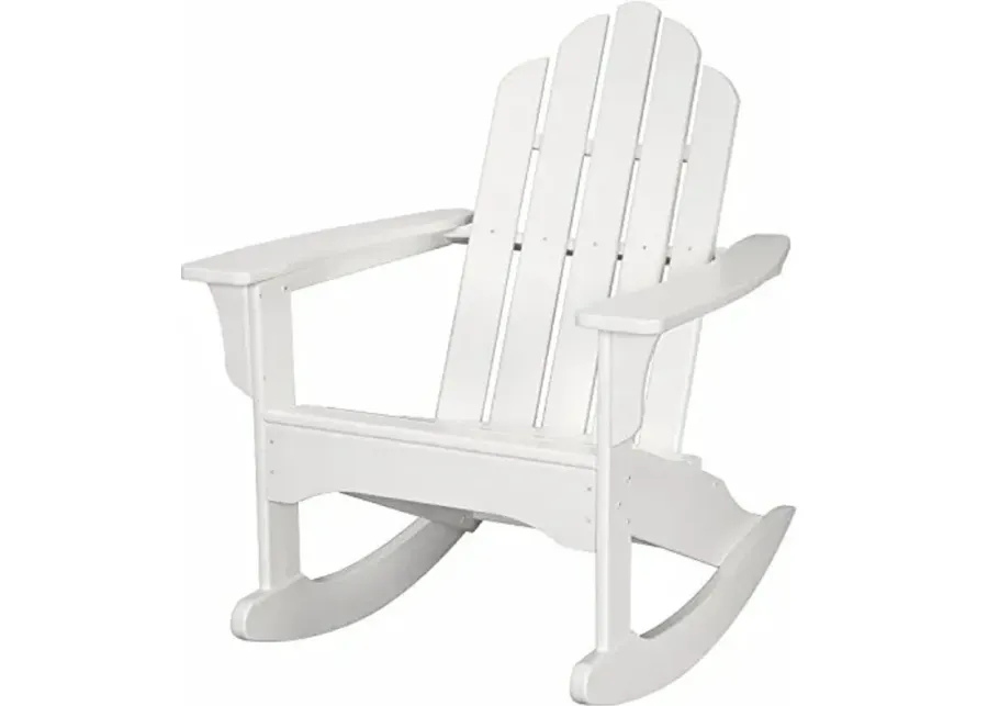 Hanover Adirondack Outdoor Rocking Chair, Durable, Weather and UV Resistant Outdoor Rocker for Porch, Lawn, Backyard, Patio, and Deck, Sturdy and Comfortable Rocking Patio Chairs in White-White