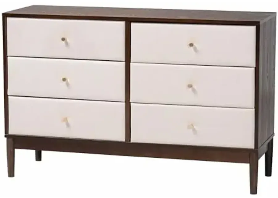 Baxton Studio Nikolai Upholstered Dresser, 6-Drawer, Beige/Wenge Brown-Beige, Wenge Brown 1 70336-baxton-studio-nikolai-upholstered-dresser-6-drawer-beige-wenge-brown-beige-wenge-brown-1.webp