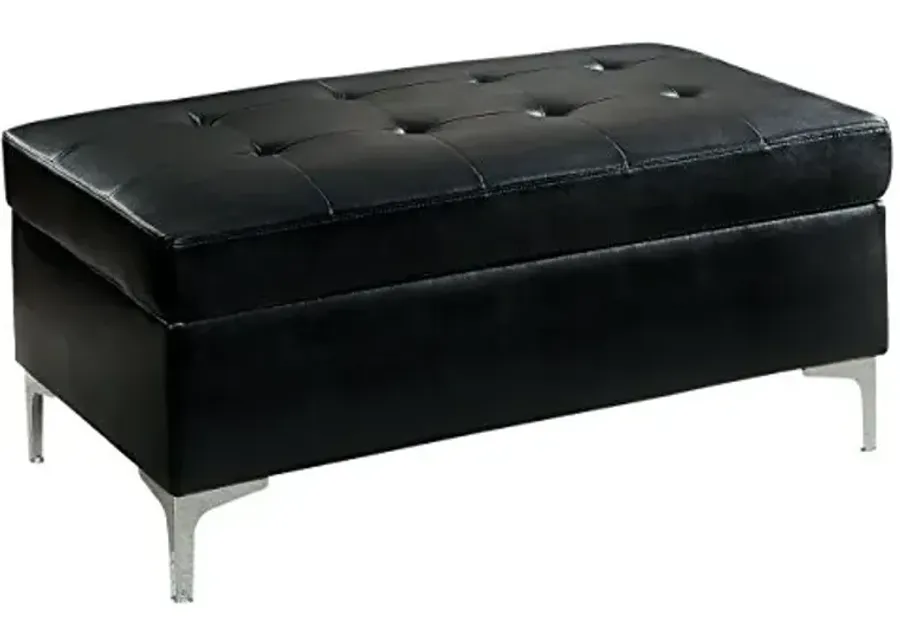Homelegance Barrington 42" x 25" PU Leather Accent Ottoman, Black-Black