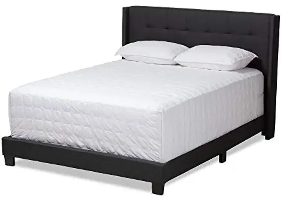 Baxton Studio Beds (Box Spring Required), Queen, Charcoal Grey-Charcoal Grey
