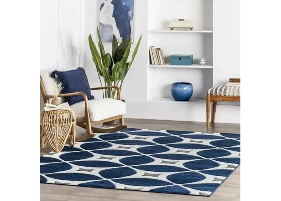 nuLOOM Gabriela Contemporary Trellis Area Rug, 4x6, Navy-Navy