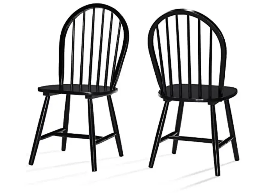 Christopher Knight Home Declan Farmhouse Cottage High Back Spindled Rubberwood Dining Chairs, 2-Pcs Set, Black-Black