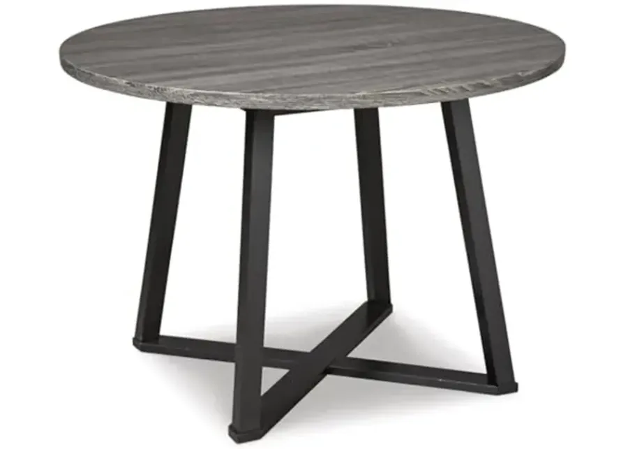 Signature Design by Ashley Centiar Mid Century Round Dining Room Table with Metal Legs, Gray & Black-Gray, Black