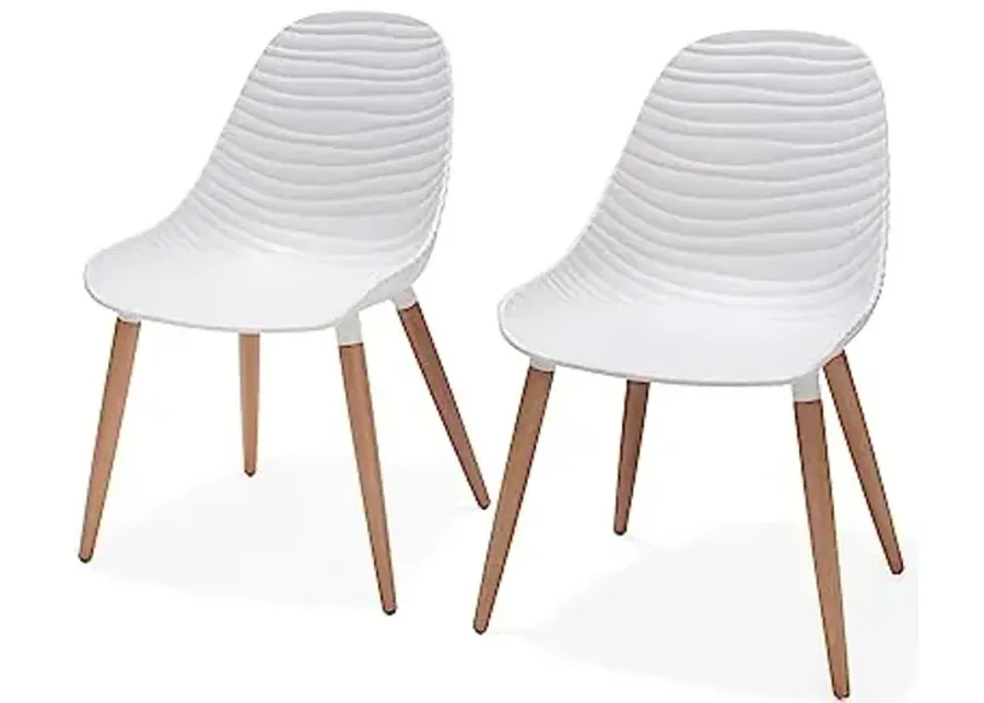 Amazonia | Ideal for Patio and Outdoors Seia 2-Piece Dining Chairs | Teak Finish, White-White