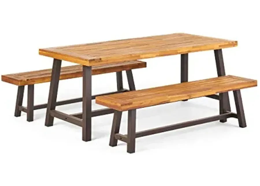 Christopher Knight Home Carlisle Outdoor Dining Set, 3-Pcs Set, Rustic Metal-14.5