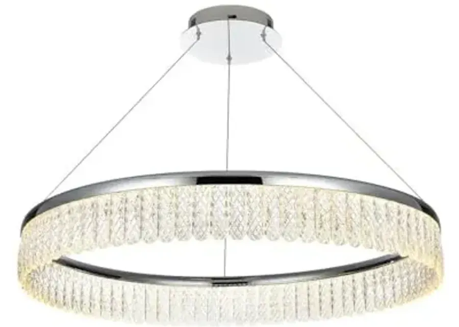 Elegant Lighting Rune 32 inch Adjustable LED Chandelier in Chrome-32