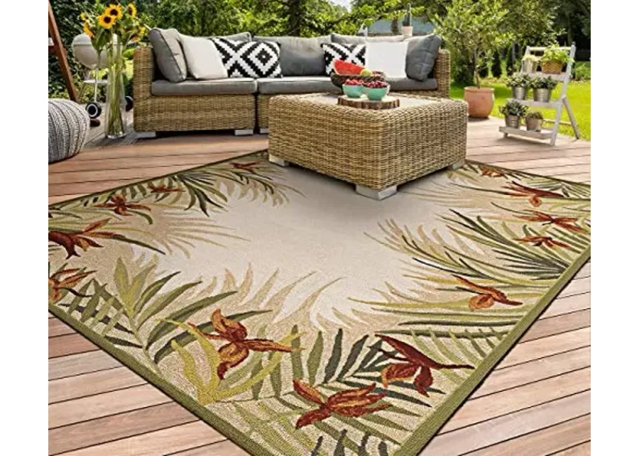 Couristan 2129/1021 Covington Tropic Garden/Sand Multi 5-Feet 6-Inch by 8-Feet Rug-Sand-multi