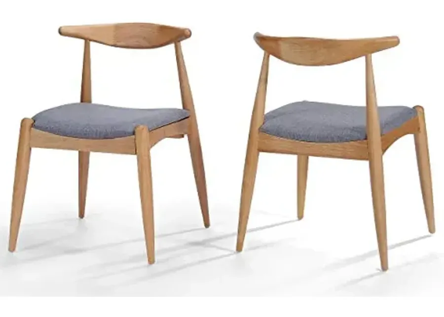 Christopher Knight Home Francie Fabric with Oak Finish Dining Chairs, 2-Pcs Set, Grey / Oak-Grey, Oak