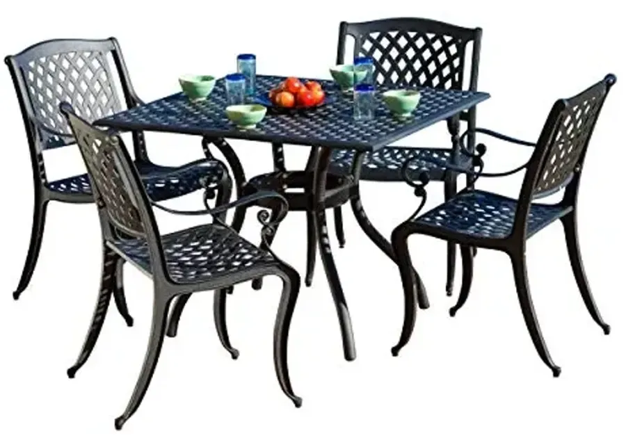 Christopher Knight Home Hallandale Cast Aluminum Outdoor Dining Set, 5-Pcs Set, Black Sand-Black Sand