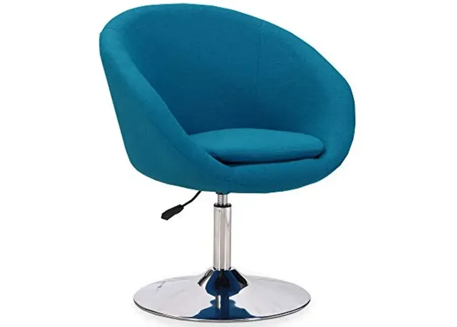 Manhattan Comfort Hopper Adjustable Swivel Accent Chair with 360æ³ Turn, Upholstered Seat, Polished Chrome Base, Modern Bowl Design for Home Office and Living Room, Blue-Blue
