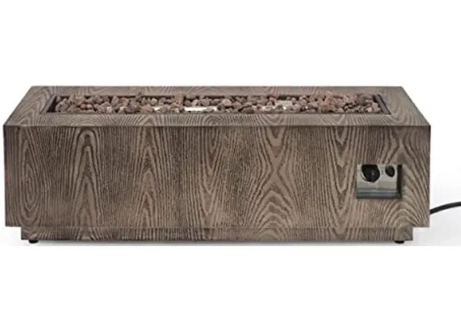 Christopher Knight Home Wellington Outdoor 50,000 BTU Rectangular Fire Pit (No Tank Holder) - Brown Wood Pattern-15