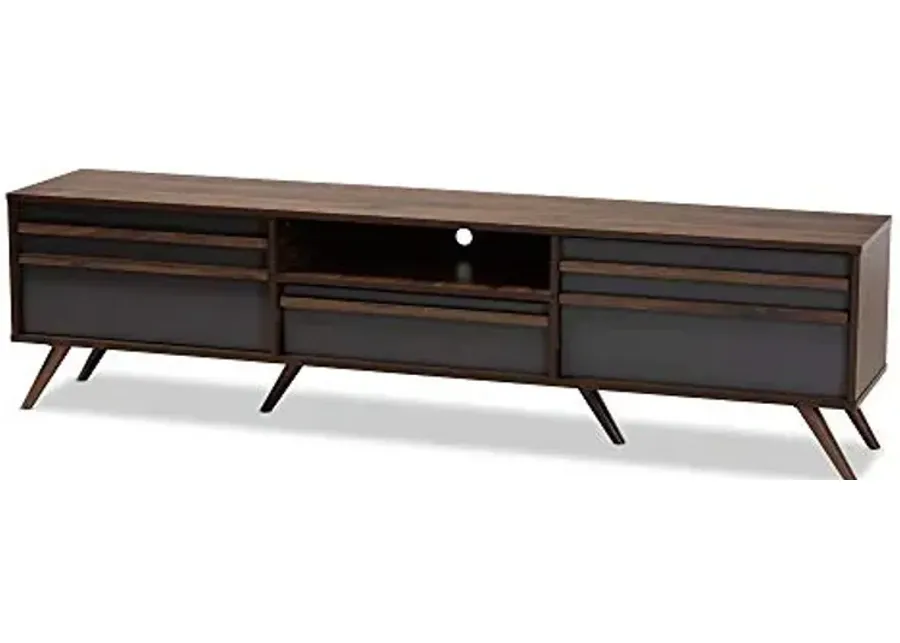 Baxton Studio TV Stands, Grey/Walnut-Grey, Walnut