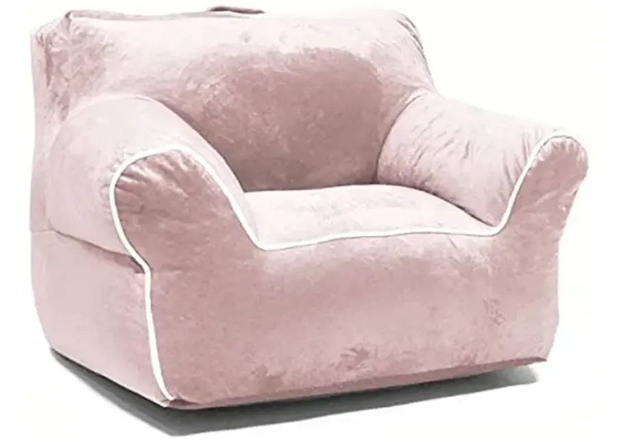 Heritage Kids Micromink Bean Bag Chair with Piping Carry Handle, Blush-Blush