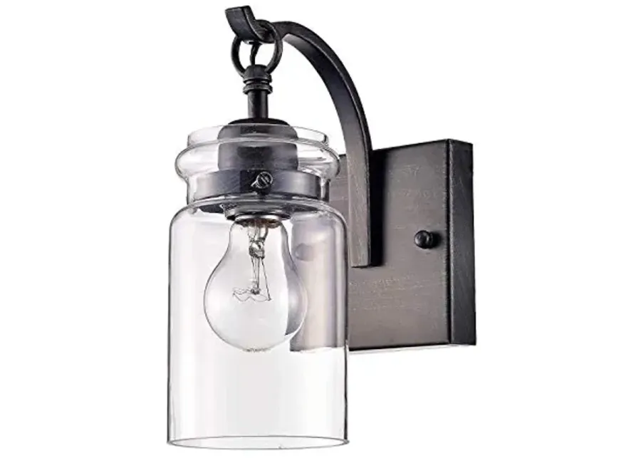 Jojospring Anastasia Antique Black Single Light Wall Sconce with Clear Glass Shade-Antique black