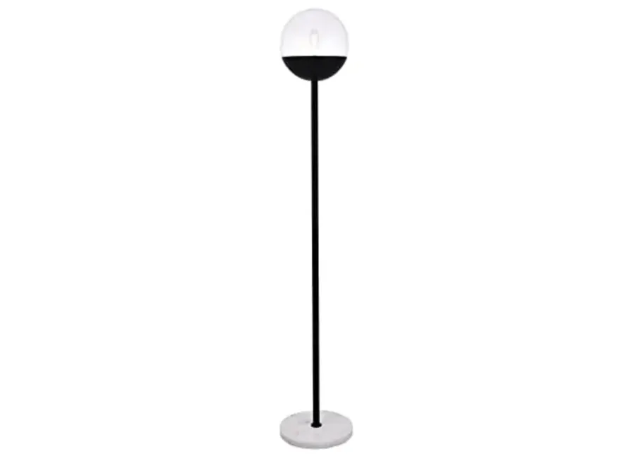 Living District Indoor Modern Home Decor Bright Eclipse 1 Light Black Floor Lamp with Clear Glass-Black, Clear
