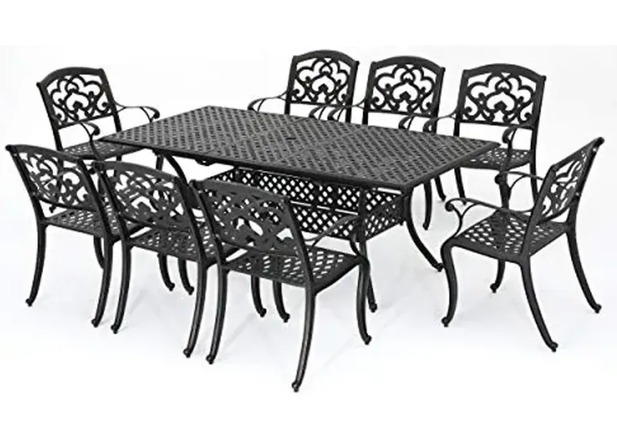 Christopher Knight Home Abigal Outdoor Cast Aluminum Dining Set, 9-Pcs Set, Shiny Copper Finish-37.5