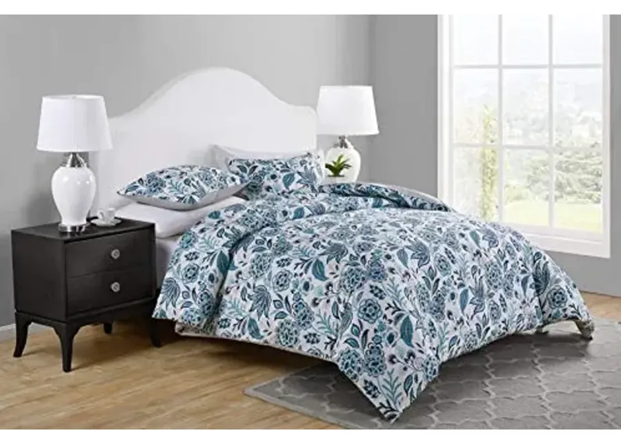 Tahari Home - King Comforter Set, 3-Piece Bedding with Matching Shams, Luxury Design Room Decor (Val Blue, King)-Blue